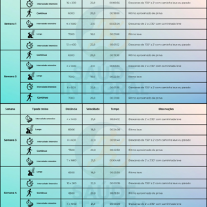 Planilha de corrida personalizada